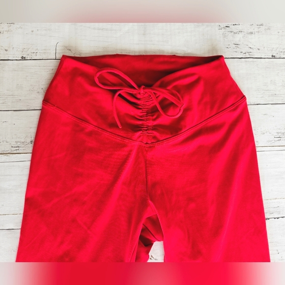 Victoria's Secret ACTIVE Bright Red High Waist Tie Ruched Leggings Buttery Soft - Picture 5 of 10